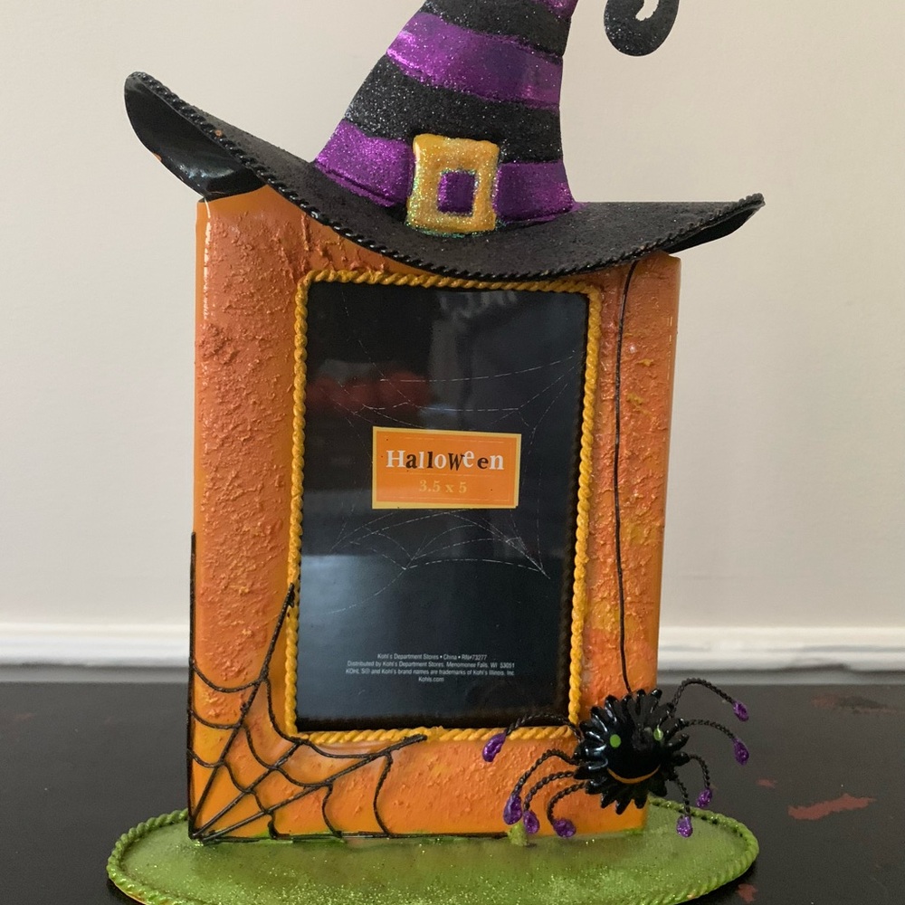 Super Cute Halloween Witch Hat Picture Frame - Orange, Purple, Black